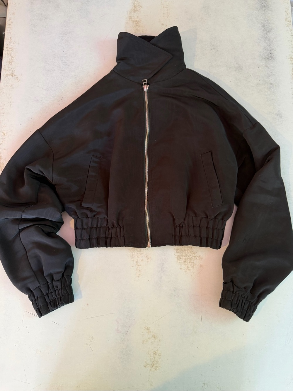 Kimchi Blue Black Cropped Bomber Jacket